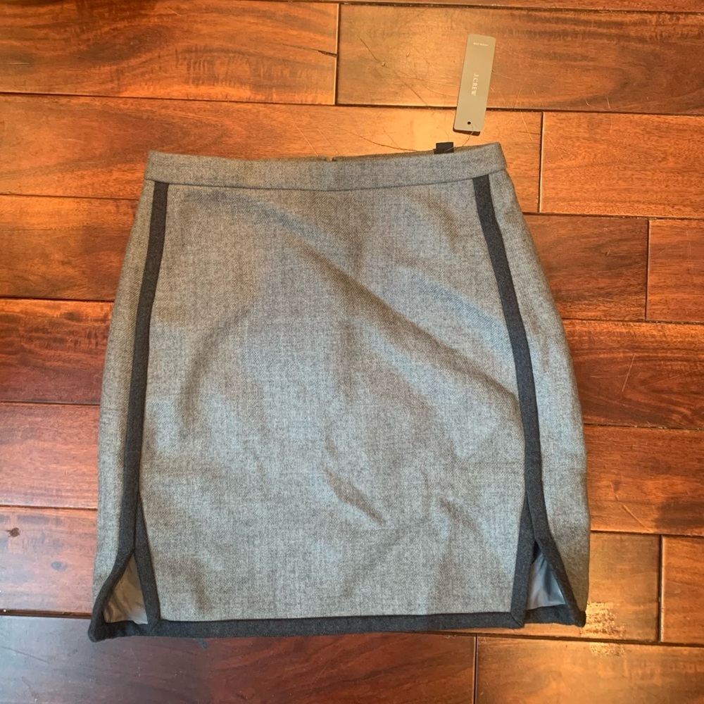NWT J.Crew Luxury Wool Mini Skirt XXS Gray Tailored Side Slit
